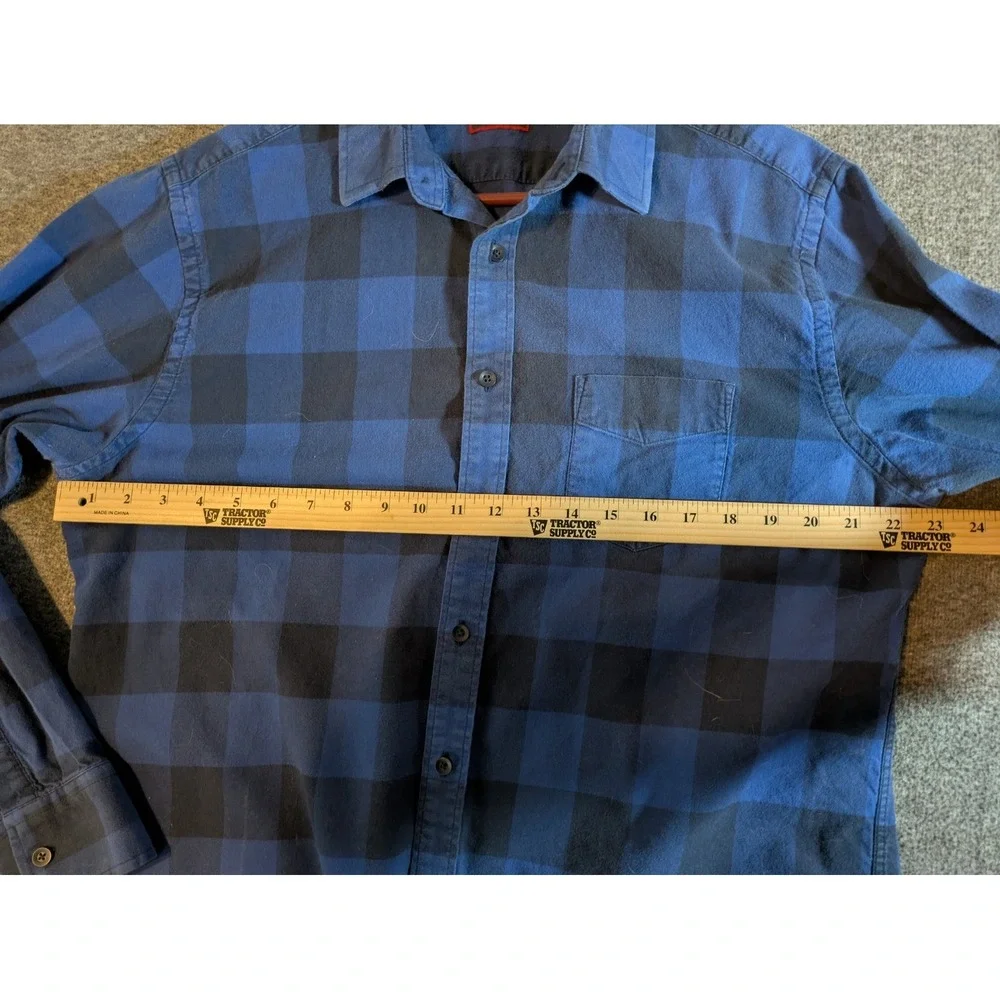 Untuckit Shirt Men's 100% Cotton Flannel Plaid Button Front Size Large Blue‎
